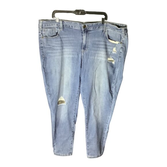 Venezia Womens Distressed Denim Jeans Sz 24 Blue 5 Pocket Design Button Closure - Picture 1 of 16